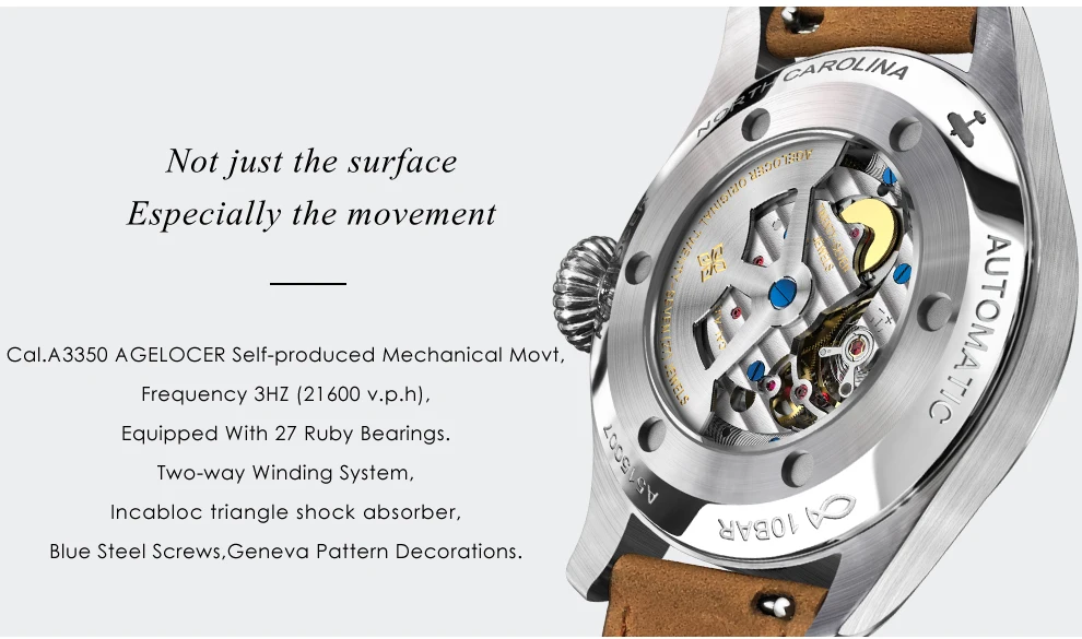 Швейцария местный бренд AGELOCER для мужчин часы Роскошные водостойкие 316L Нержавеющая Сталь Механические часы Relogio Masculino