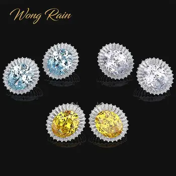 

Wong Rain 100% 925 Sterling Silver Oval Created Moissanite Gemstone Ear Studs White Gold Earrings Wedding Fine Jewelry Wholesale