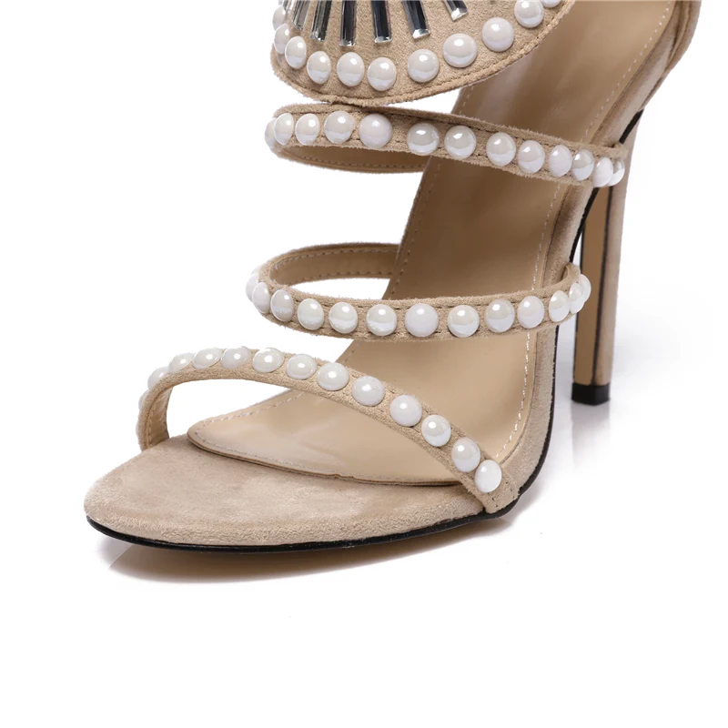 Летние женские босоножки на высоком каблуке 10,5 см с украшениями; женские туфли-Гладиаторы с украшением в виде кристаллов; пикантные женские туфли-лодочки с жемчугом для стриптиза; размеры 42