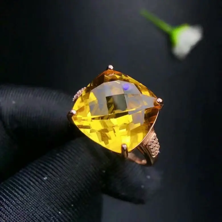 Shilovem, 925 Стерлинговое Серебро, пьезоэлектрический цитрин, кольца, хорошее ювелирное изделие для женщин, Трендовое, свадебное, открытое, 12*12 мм, новинка, xhfj121201agj