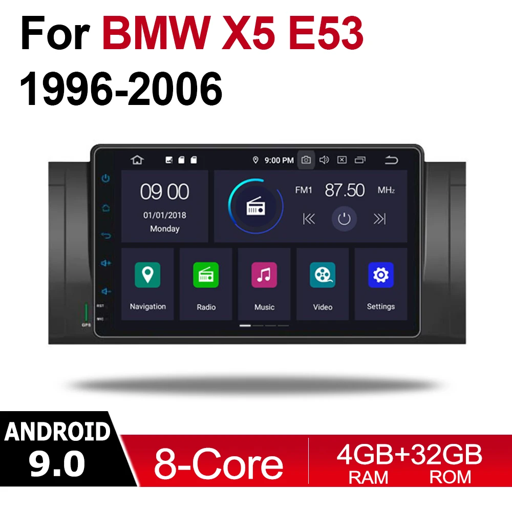 4GB android 9.0 car dvd player For BMW X5 E53 1999~2006 Multimedia GPS Navigation Map Autoradio WiFI Bluetooth MAP HD Screen