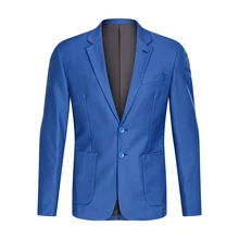 Новые модные повседневные мужские спортивные пиджаки с карманом на двух пуговицах куртки синий плюс размер Бизнес работы slim fit блейзер для мужчин homme