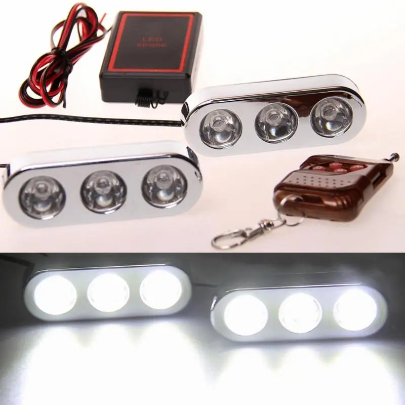 

2Pcs/lot 3LED Wireless control  Daytime Running Light  Super Bright DRL Waterproof Universal Car Styling Strobe Flash light