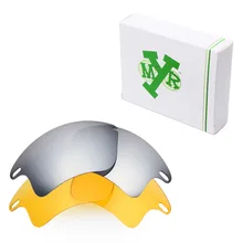 2 пары Mryok Сменные линзы для солнцезащитных очков Оукли фаст куртка XL серебристого титана и HD желтого цвета