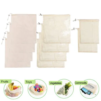 

8Pcs Reusable Mesh Bags Washable Storage Bags for Grocery Shopping Storage Fruit Vegetable Toys Sundries Organizer 0625#