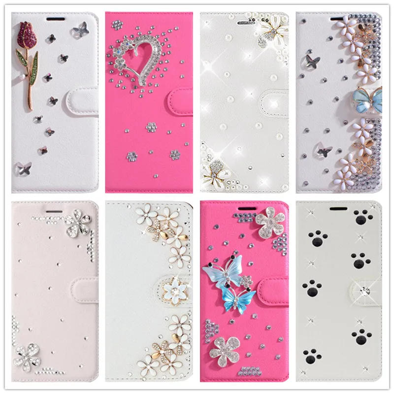 

bling Leather flip Wallet Diamond cover case for Huawei honor 8x 8a 8c honor 8 lite p9 p8 lite 2017 mini glitter cases coque