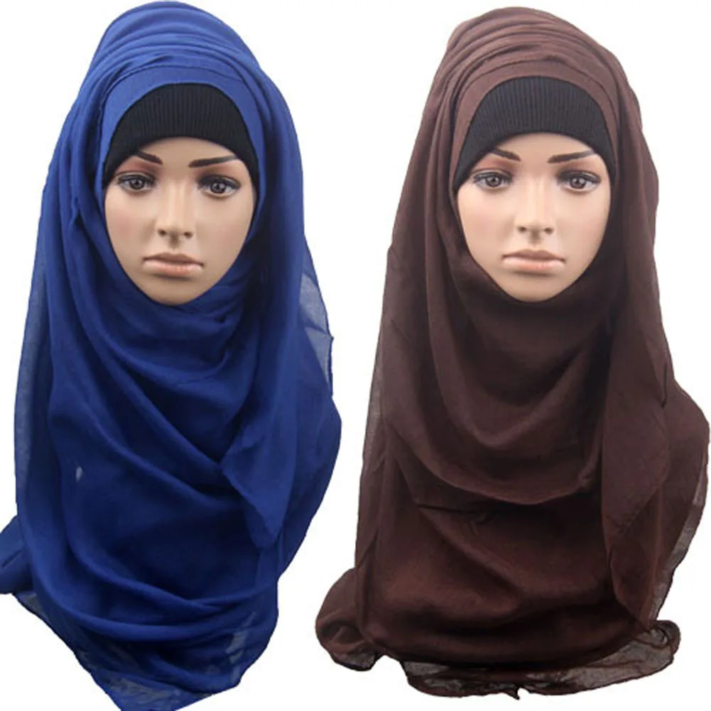 Muslim Hijab Islamic Women Hijab Muslim Hijab Jersey Scarf Hijabs Solid Color Chiffon Shawls