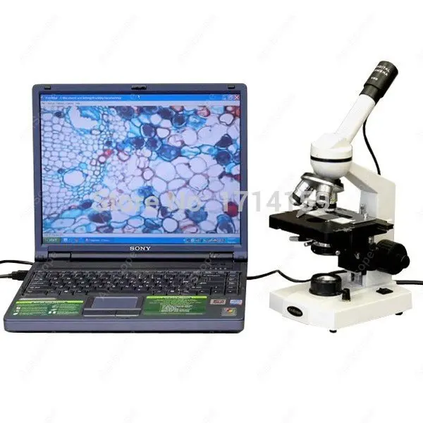 AmScope 40X 800X студенческий составной Микроскоп + 3D Механическая сцена USB камера|camera