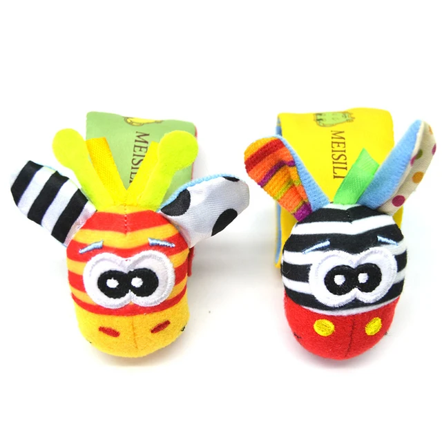 1 Pc Infant newborn Baby Soft Rattles Wrist Handbell Foot Finders Socks animals cotton giraffe hand ring a bell Developmental 2
