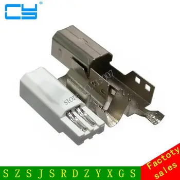 

10 sets of each batch of DIY USB 2.0 B male plugs welding cable type assembly adapter connector socket metal shell