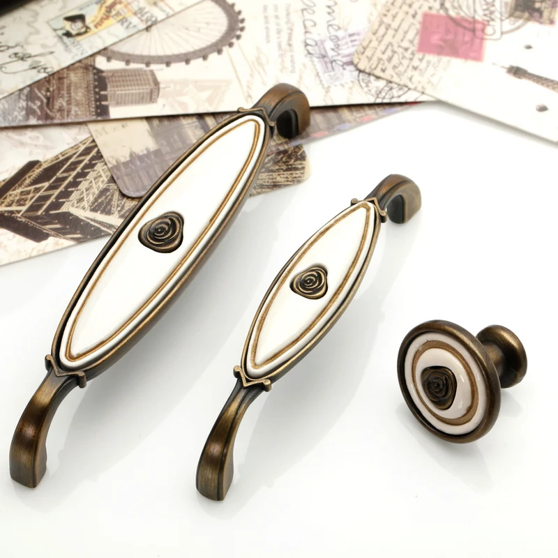 

New 96mm Bronze Zinc Alloy Rose Kitchen Cabinet Handle Antique Cabinet Drawer Handle&Knob Eur-Style Furniture Hardware Bar Pulls