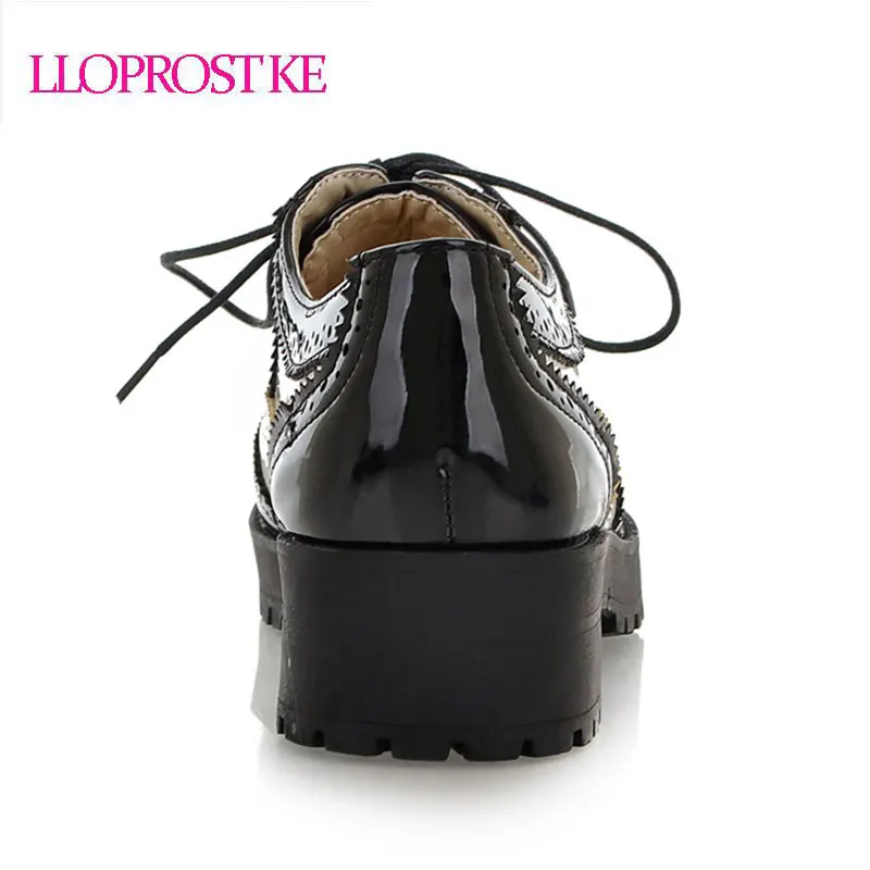 LLOPROSTKE/женские туфли-лодочки; модные туфли для танцев из лакированной кожи; Цвет черный, белый; повседневная женская обувь; Всесезонные туфли-оксфорды; W053