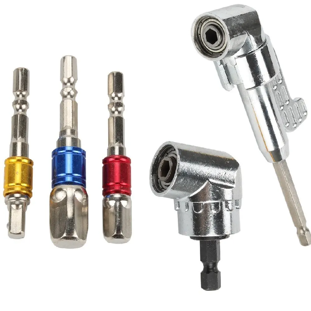 

Top 1PC 105 Degree Right Angle Drill Angle Extension Power Screwdriver Drill+1PC Angle Extension Socket Holder Adapter+3P