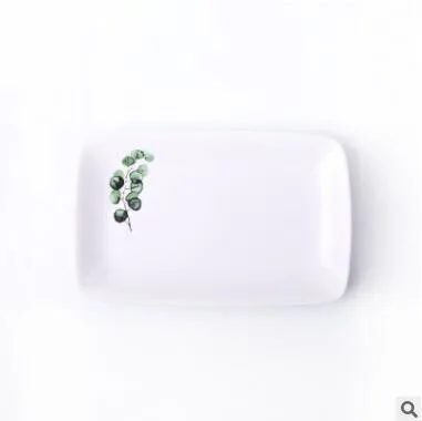 8 дюймов зеленых растений квадратный Керамика тарелки фарфоровые блюда из говядины десертная тарелка для фруктов, пирожных лоток Еда столовая посуда подарок 1 шт - Цвет: C