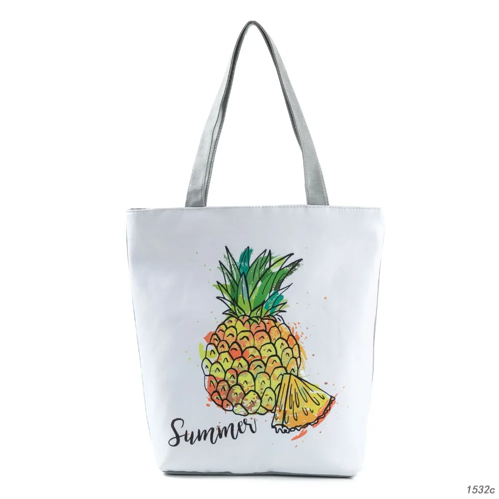 

Miyahouse Summer Beach Bag Female Shoulder Bag Fruit Printed Tote Handbag Canvas Women Shopping Bag Lady Handbag