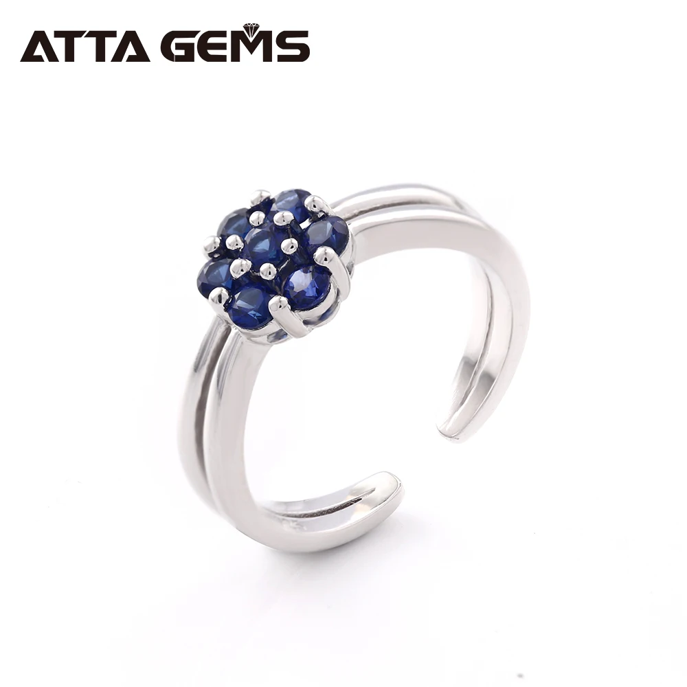 

Blue Sapphire Sterling Silver Rings for Women Fine Jewelry Resizable Design Flexiable Created Sapphire S925 Rings for Women