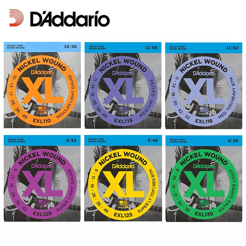 D Addario EXL110 EXL115 EXL120 EXL125 EXL130 XL nikel yuvarlak yara elektrik gitar dizeleri Daddario gitar dizeleri