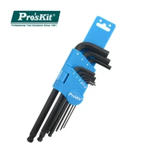 8PK-028 Pro'sKit Blackened Finish Metric Extra Long Arm Ball-Point Hex Key Set alloy Steel Wrench Screwdriver Hand Tools