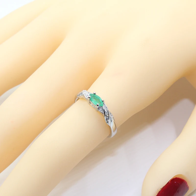 Новое модное кольцо с натуральным изумрудом, 3 мм* 6 мм, настоящее Изумрудное серебряное кольцо, Стерлинговое Серебро, изумруд, обручальное кольцо для женщин