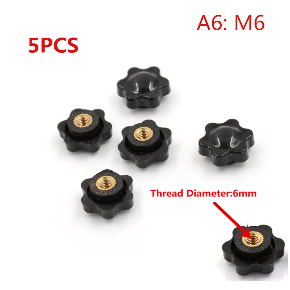 One / 5PCS  M5/6/8/10/12 Thread Star Shaped Head Clamping Nuts Knob For Industry Equipment