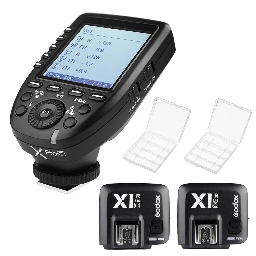 with 2X X1R-C Godox XPro-C 2,4G E-TTL X Системы высокоскоростной Беспроводная синхронизация 1/8000 s вспышка триггера+ X1R-C ресивер для Canon EOS камеры - Цвет: with 2X X1R-C