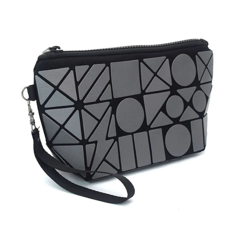

Diamond plaid PU cosmetic bag women make up zip pouch cosmetics brushes organizer storage fashion bag