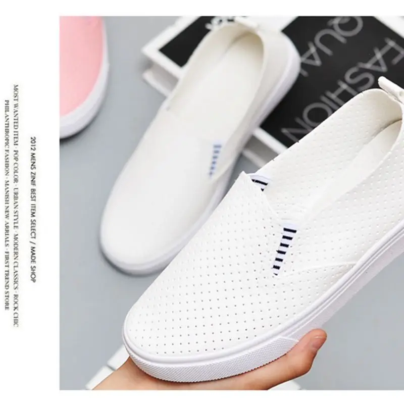 

Adisputent White Women Vulcanized Shoes Summer Slip On Shallow Casual Sneakers Loafers Soft Hollow Out Female Flats Shoes