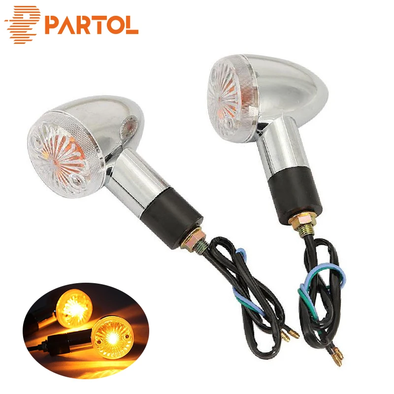 

Partol Universal Bullet Stalk Motorcycle Turn Signals Light Clear Snow Lens Amber For Harley Honda Suzuki Yamaha Kawasaki Choper