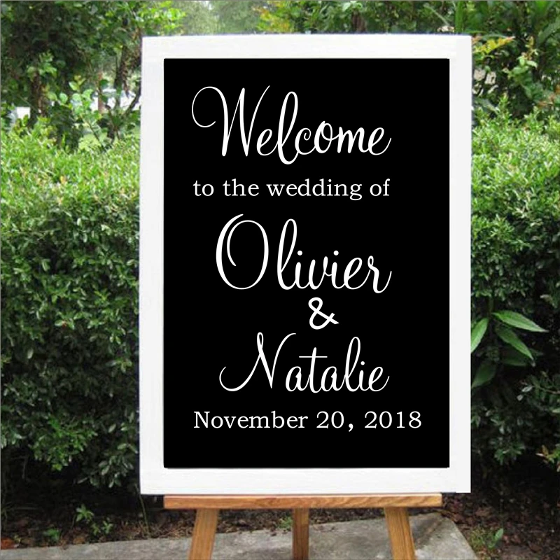 Personalised Wedding Welcome Sign Decal Sticker, Wedding Reception Vinyl Removable Waterproof Welcome Sign Decal