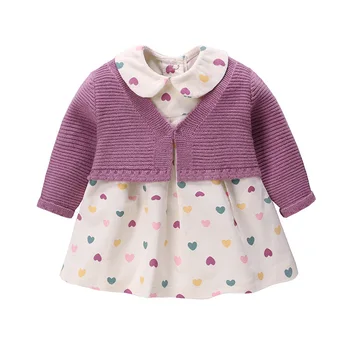 

Vlinder 2018 New Baby Girls dress Spring Autumn Cute Dress Snug Pure Cotton Dresses Newborn Long Sleeves Infant Dresses 2pcs set