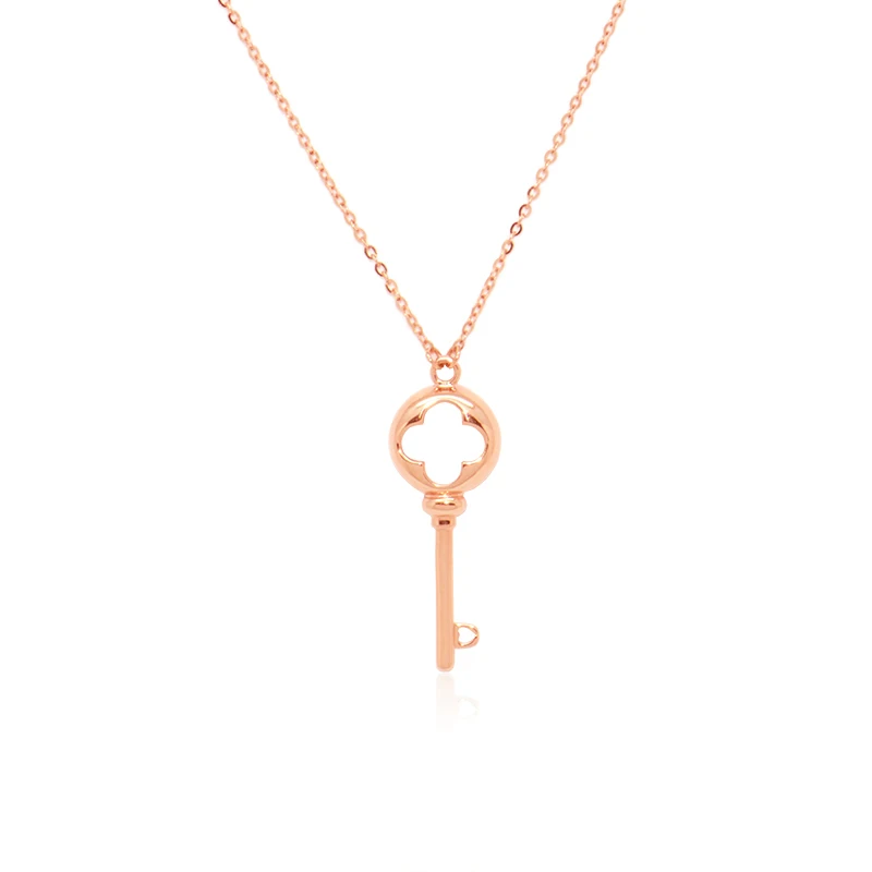 

18K rose gold key set chain au750 female necklace + pendant