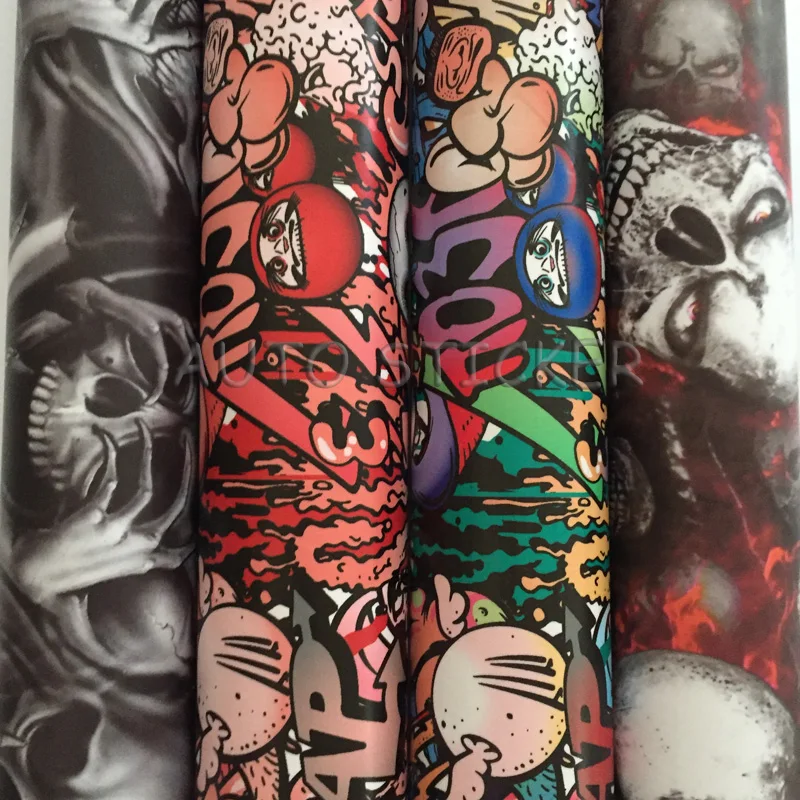skull design cartoon sticker bomb car wraps 6