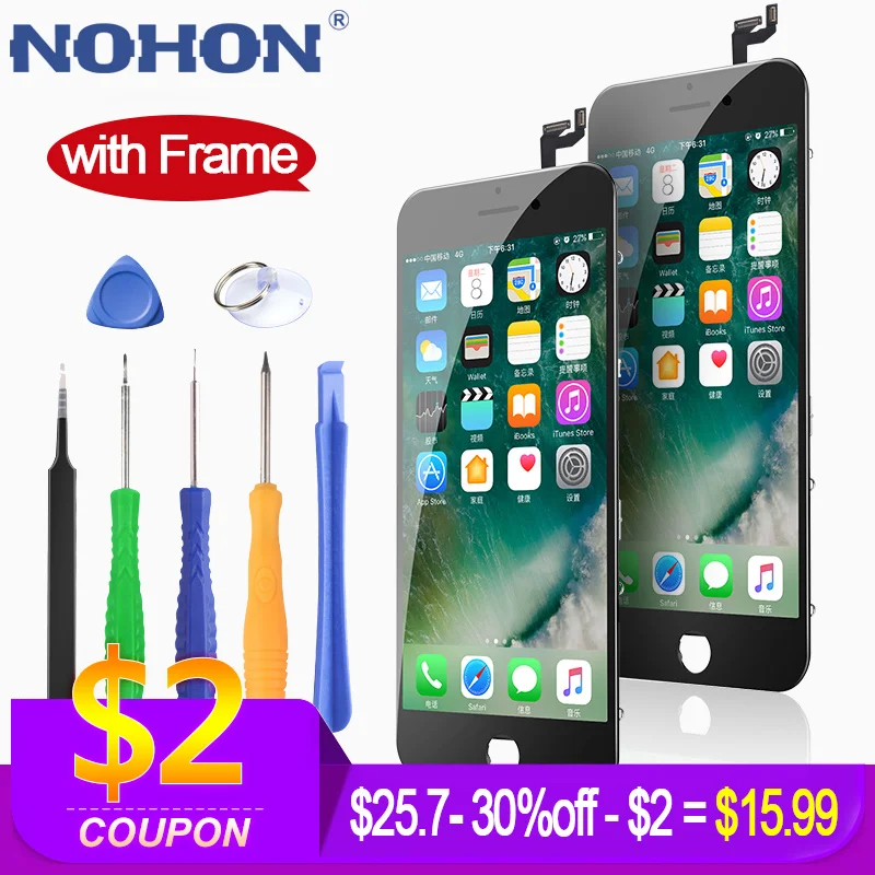 Pаспродажа NOHON HD ЖК дисплей для iPhone 6 6 S 7 Замена экрана 3D сенсорный дигитайзер в сборе с рамкой AAAA Мобильный телефон font b lcd b font s + Инструменты