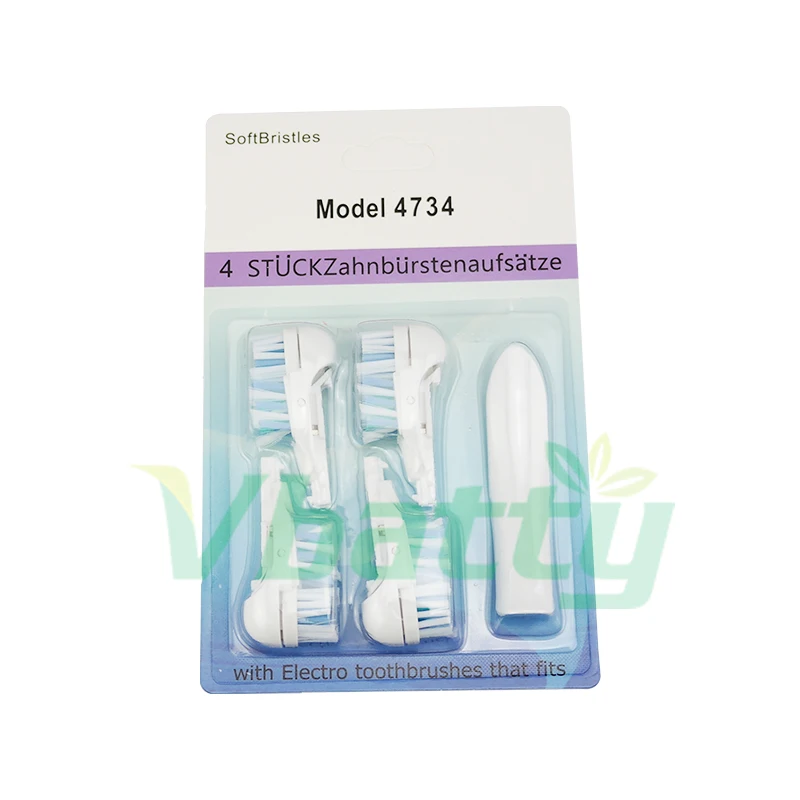 1Set/4pc 4734 Model Battery Toothbrush Head Soft Bristles Replacement for Oral B 4732/3733 Dual Clean Complete Brush Heads 1Set/4pc 4734 Model Battery Toothbrush Head Soft Bristles Replacement for Oral B 4732/3733 Dual Clean Complete Brush Heads