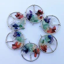De árbol de la vida de 12 unids/lote sabiduría 30-50mm Chakra Sanación Reiki colgante de piedra Natural para la fabricación de la joyería collar Accesorios(China)