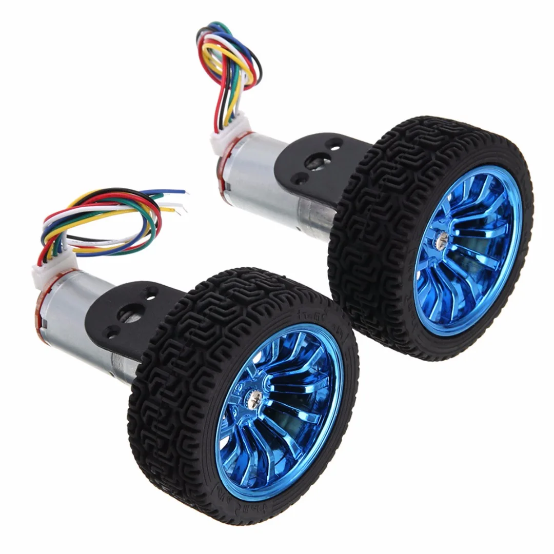 1 / 2 Set Powerful Encoder Gear Motors DC 6V 210RPM 4mm Shaft With Mounting Bracket + 65mm Wheel Kit + Coupling + Screws Mayitr