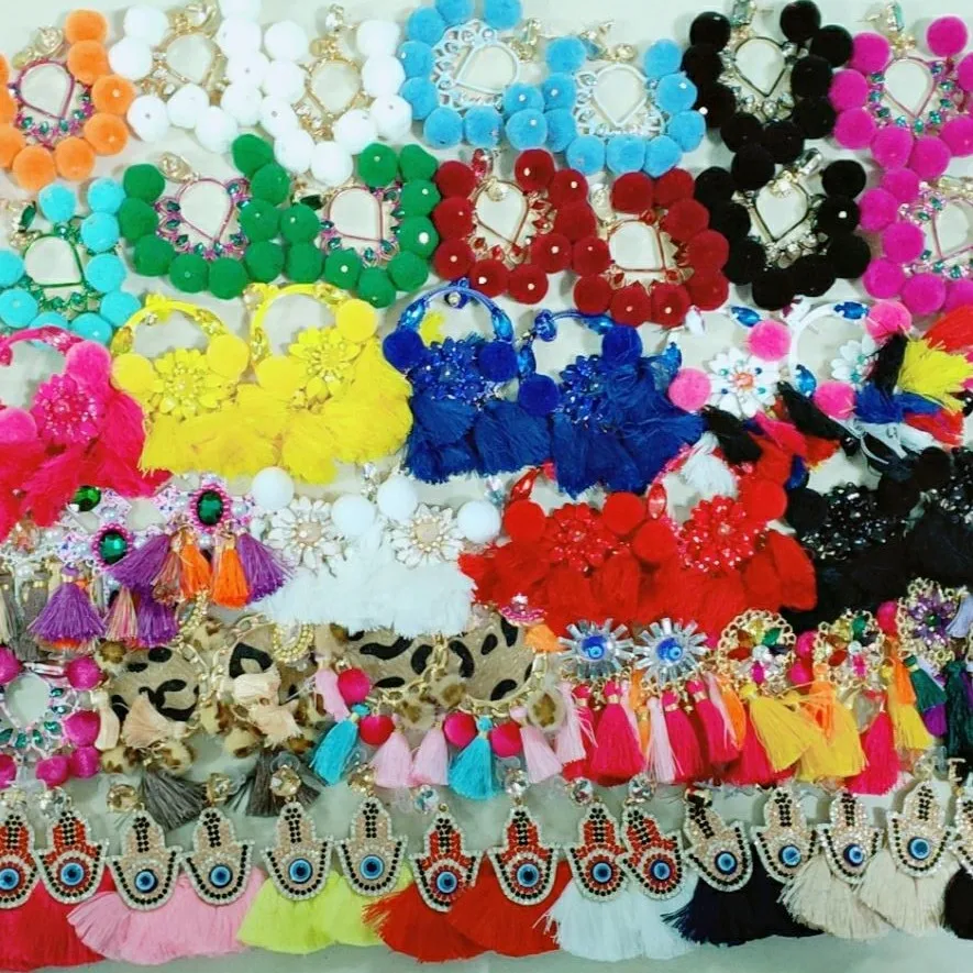 

FASHIONSNOOPS Bohemian Tassel Earrings Big Earring Cotton Hairball Earring Large Long Brinco Ear Oorbellen Wedding Party Gift