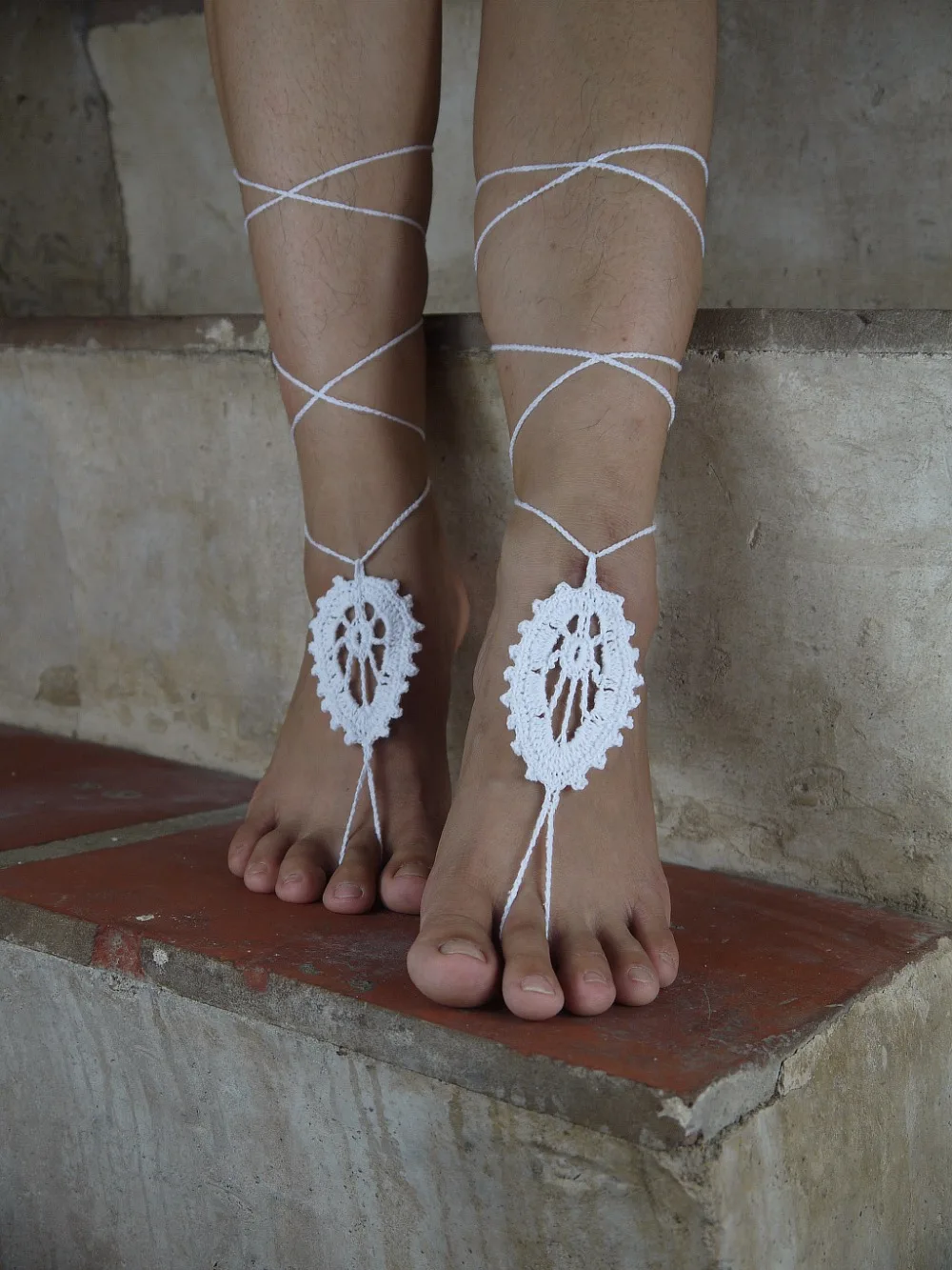 Wedding White Crochet Barefoot Sandals Leaves Sexy Feet Anklet Yoga Foot Thongs Nude Shoes Lace Sandals Lolita X937 Wedding White Crochet Barefoot Sandals Leaves Sexy Feet Anklet Yoga Foot Thongs Nude Shoes Lace Sandals Lolita X937