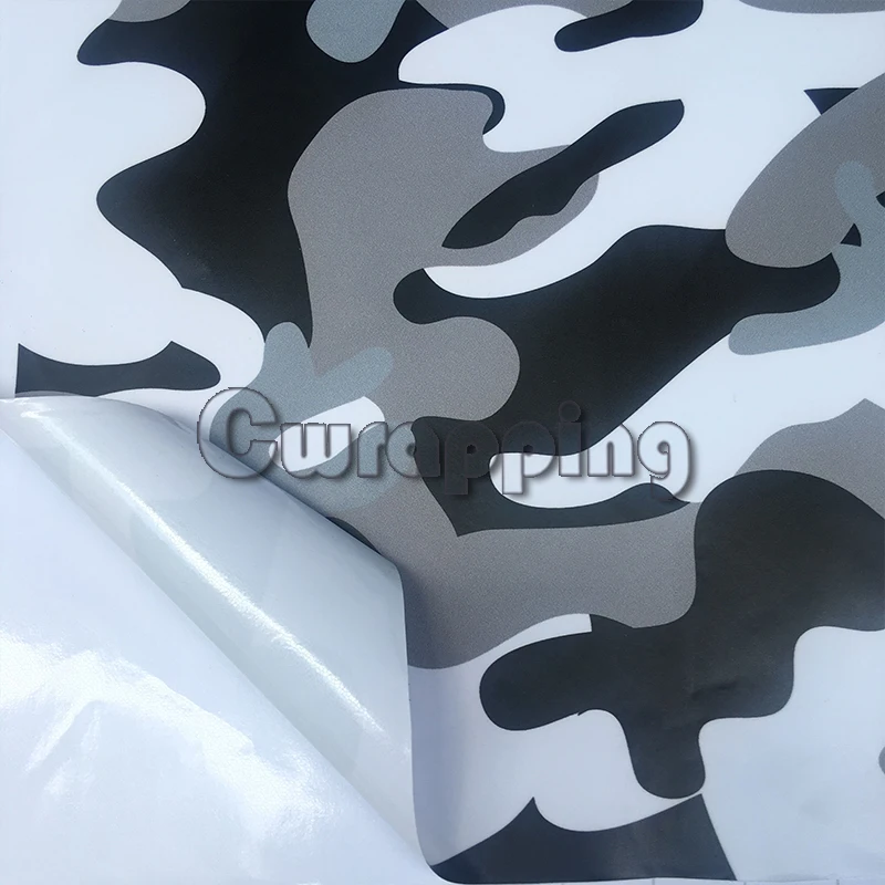 Виниловая автомобильная пленка Arctic Camouflage черная белая Снежная защитная наклейка