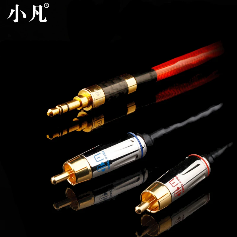 Xiaofan Handmade HiFi power amplifier audio line 3.5mm turn RCA Audio line one point two speaker connection line double lotus