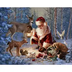 Полный алмазов Вышивка Санта Клаус и олень Лось Вышивка с кристаллами Наборы Алмазная мозаика Рождество Аксессуары для дома