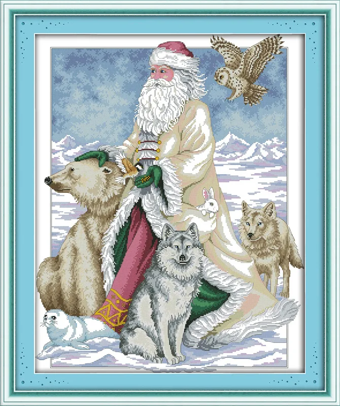 

The North Pole Santa Claus Printed Canvas DMC Counted Chinese Cross Stitch Kits printed Cross-stitch set Embroidery Needlework