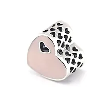 FL334 Подходит Пандора браслет серебряные бусины 925 пробы сердце серебряный шарм с розовой эмалью мода DIY ювелирные изделия оптом