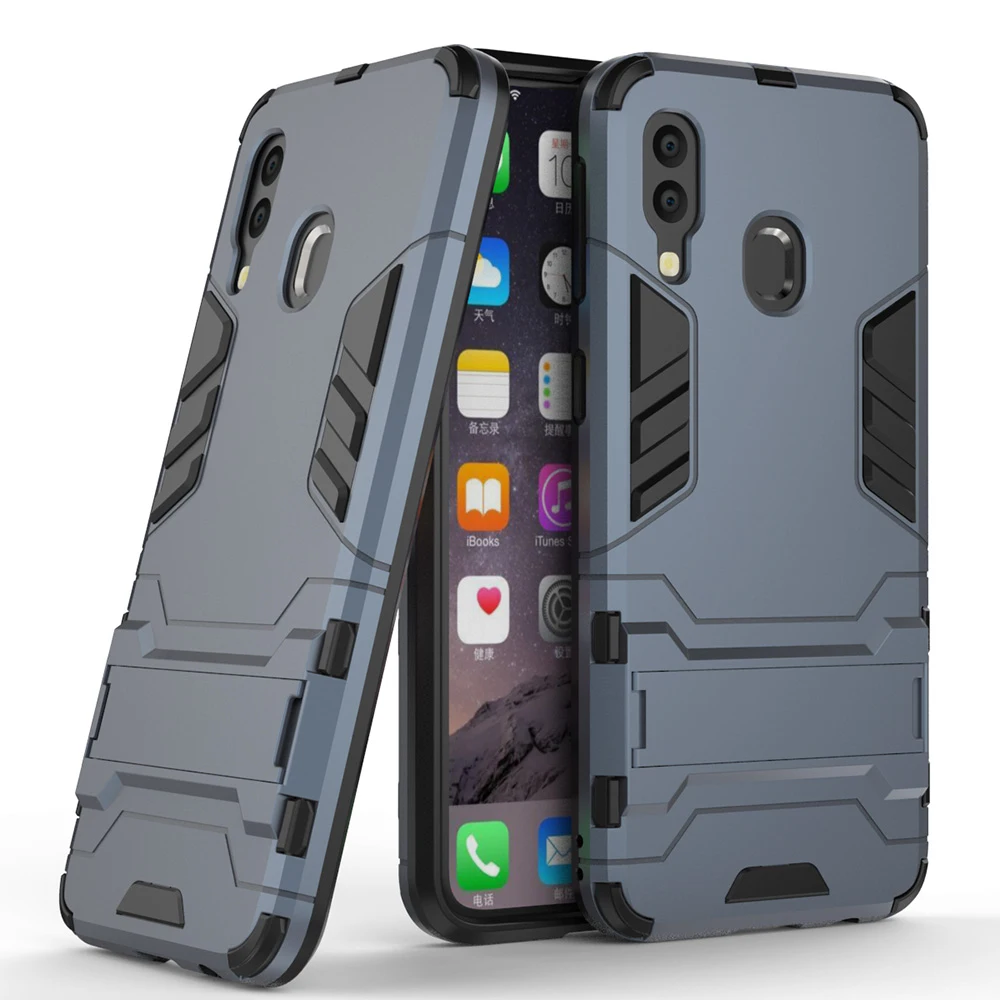 

For Samsung Galaxy A40 Case Rubber Silicon TPU & PC Robot Armor Back Covers Skins Shell On For Samsung A40 A 40 SM-A405F Stand
