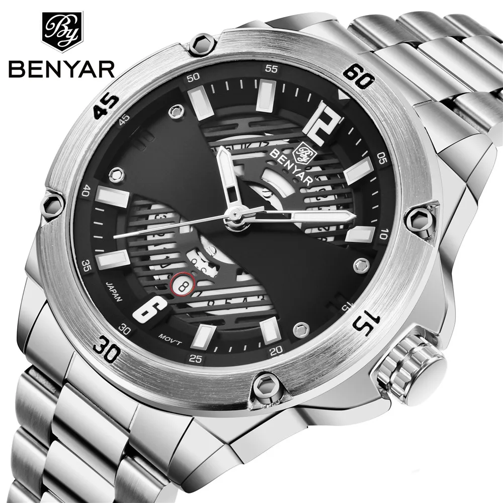 

2019 BENYAR Men's Watches Top Brand Luxury Men Quartz Watch Man Waterproof Sports WristWatches Male Business Clock Reloj Hombre