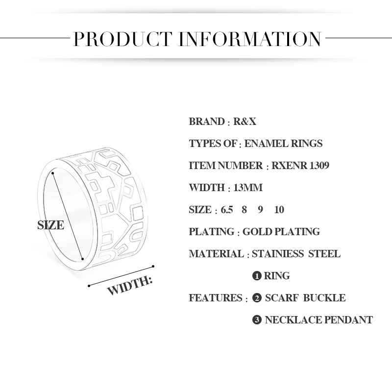 R& X Европа и Америка поп бутик кольцо из нержавеющей стали изысканная, с эмалью глазурью цепь. Шарфы пряжки кольцо Мода