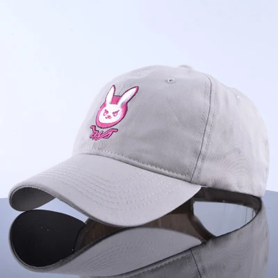 D. VA Кролик уха хлопок вышивка snapback DVA бейсболки женские мужчины мультфильм мой бизнес папа шляпа комикс Кепка с вышивкой D. VA Милая шапочка шляпы - Цвет: Khaki