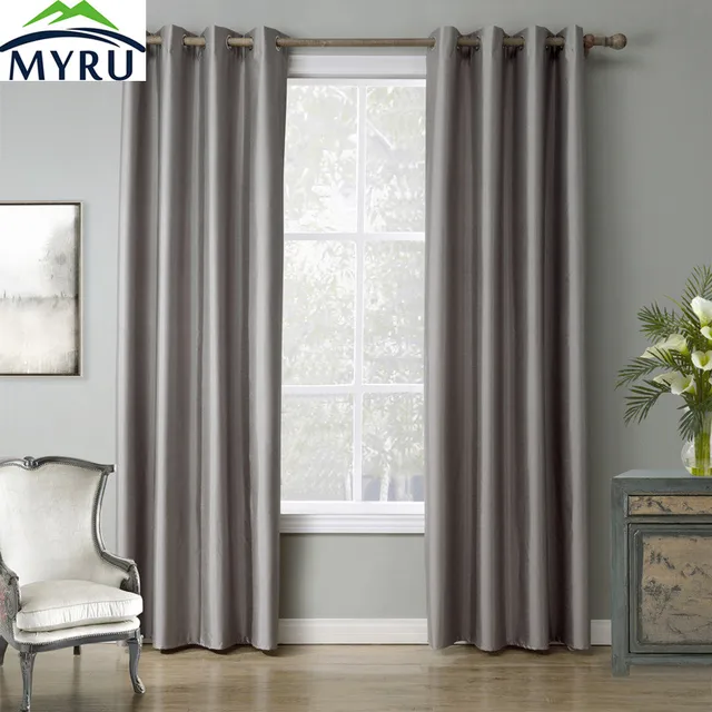 MYRU Light Grey Window Curtains tube curtain for bedroom study room 4 Sizesin Curtains from