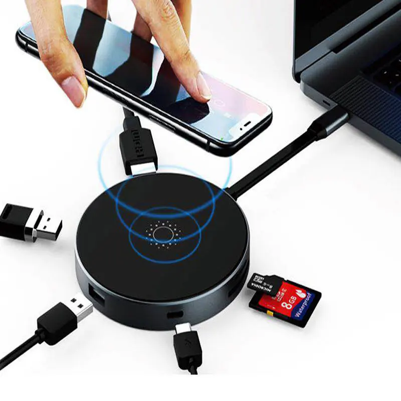 

Mosible USB C Hub to HDMI Adapter with QI Wireless Charger 5W USB-c PD/Data USB 3.0 Hub SD/TF Reader Slot for Macbook Pro Type-C
