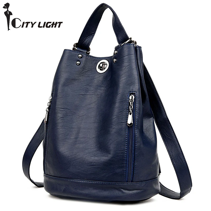 

PU leather Women Backpack Multifunction Fashion Schoolbag Large Size Daypack Girl's Daily Bag Vintage Mochila Casual Rucksack